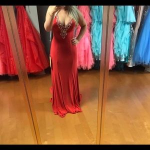 Red beaded prom/pageant dress
